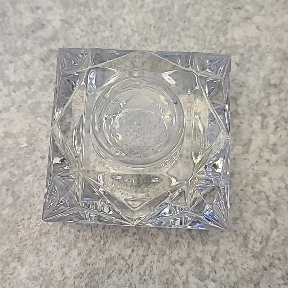 Chunky Heavy LCrystal Square Candle Holder